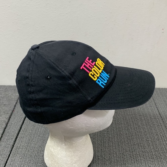 The Color Run Fitted Hat Unisex Black Pink Yellow Blue Embroidered Stretch Cap - Picture 8 of 12